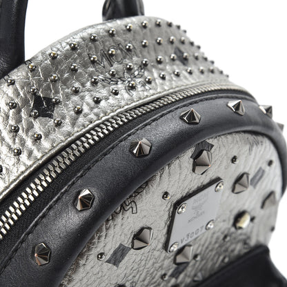 MCM Metallic Visetos Studded Stark X-Mini Bebe Boo Backpack Silver 7 of 9