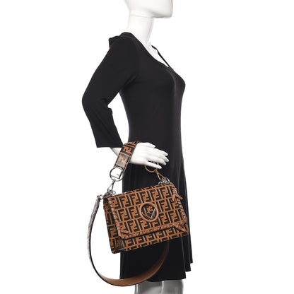 Fendi Vitello Century F is Fendi Whipstitch Threads FF Embossed Kan I Shoulder Bag Tobacco Orzo 3 of 10