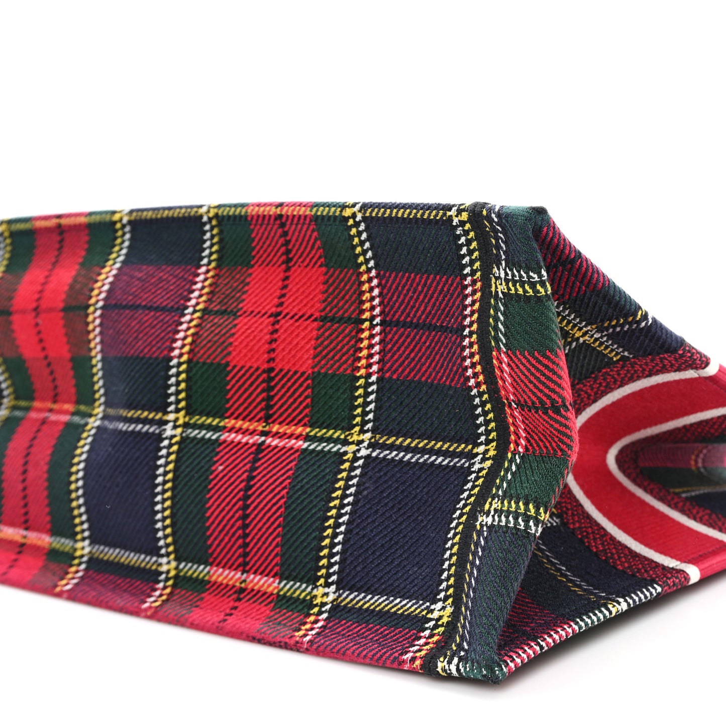 Canvas Embroidered Medium Tartan Check Book Tote Red Multicolor