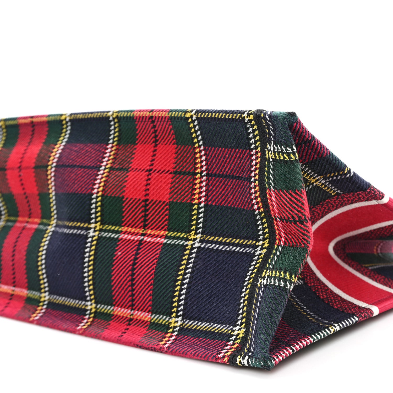 Christian Dior Canvas Embroidered Medium Tartan Check Book Tote Red Multicolor 10 of 10
