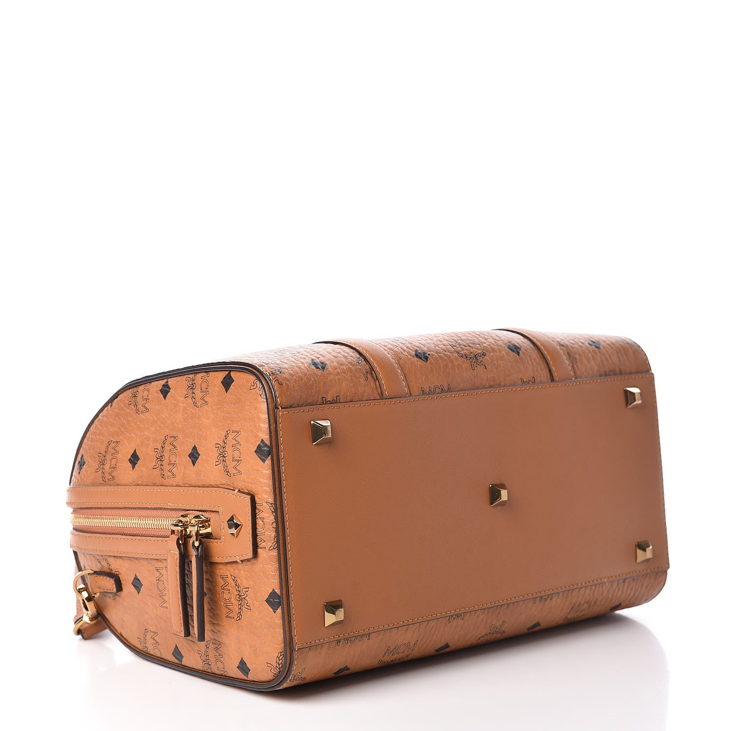 MCM Visetos Medium Boston Bag Cognac 4 of 9