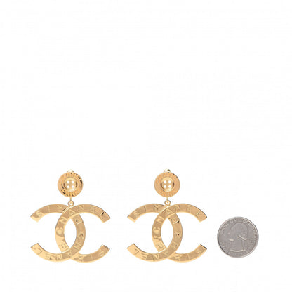 Chanel Metal Large Paris Button Earrings Gold 2 of 5