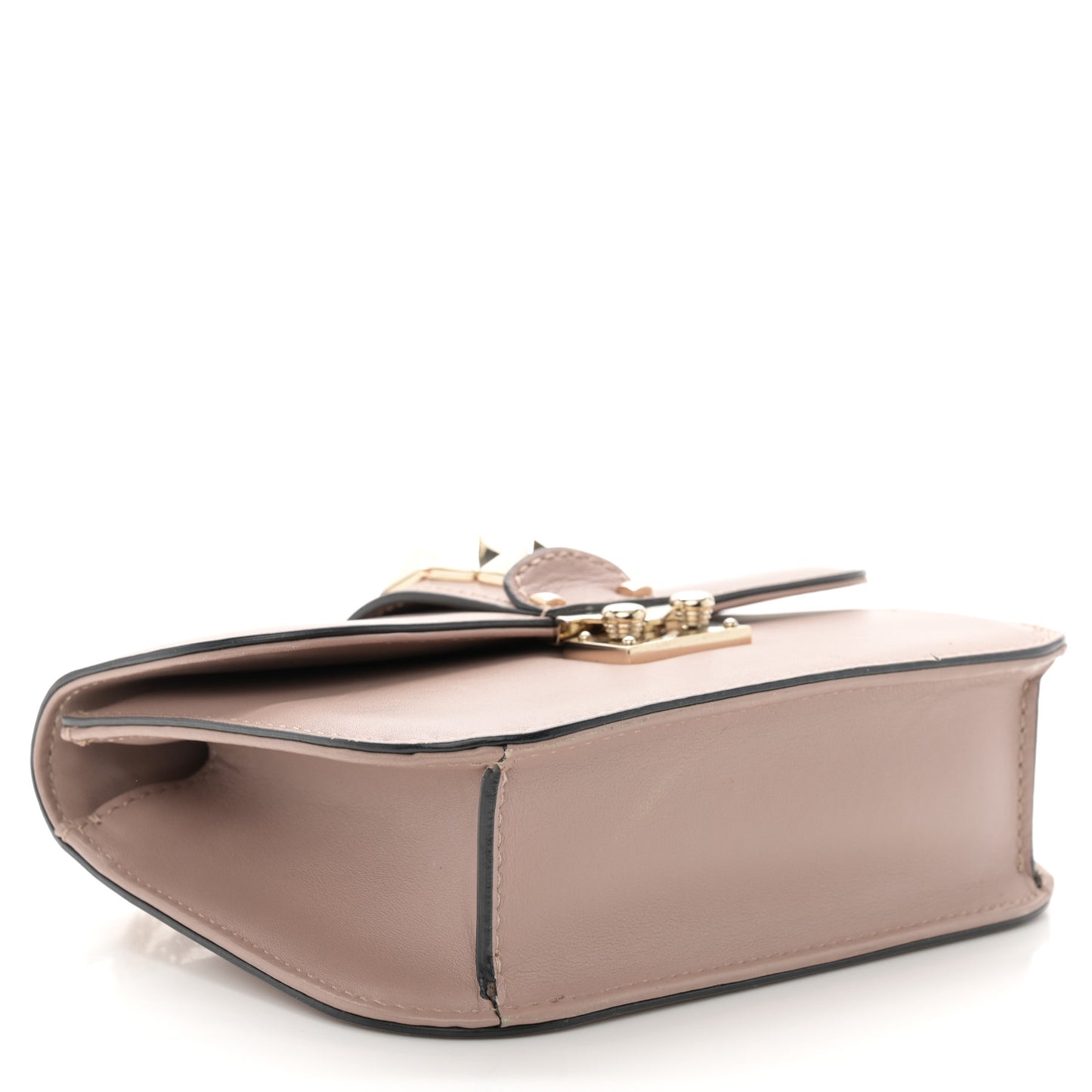 Vitello Small Glam Lock Rockstud Flap Poudre