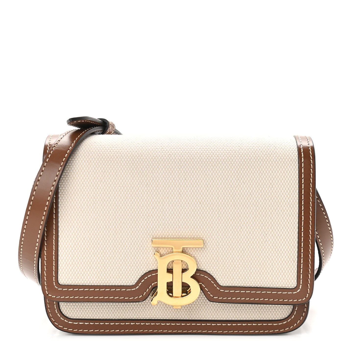 Canvas Calfskin Small TB Bag Natural