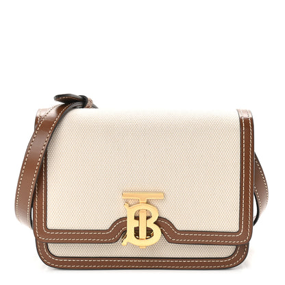 Burberry Canvas Calfskin Small TB Bag Natural 1 of 9