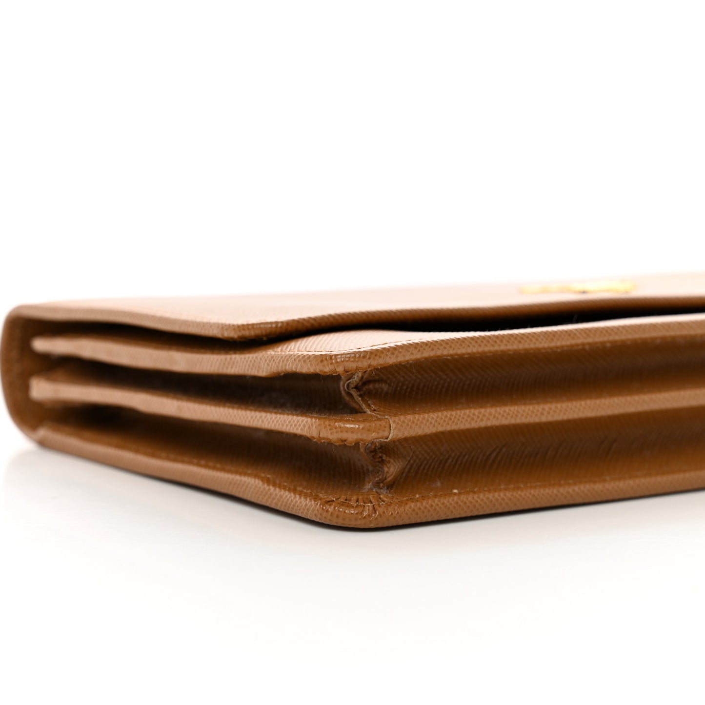 Saffiano Metal Flap Wallet With Strap Caramel