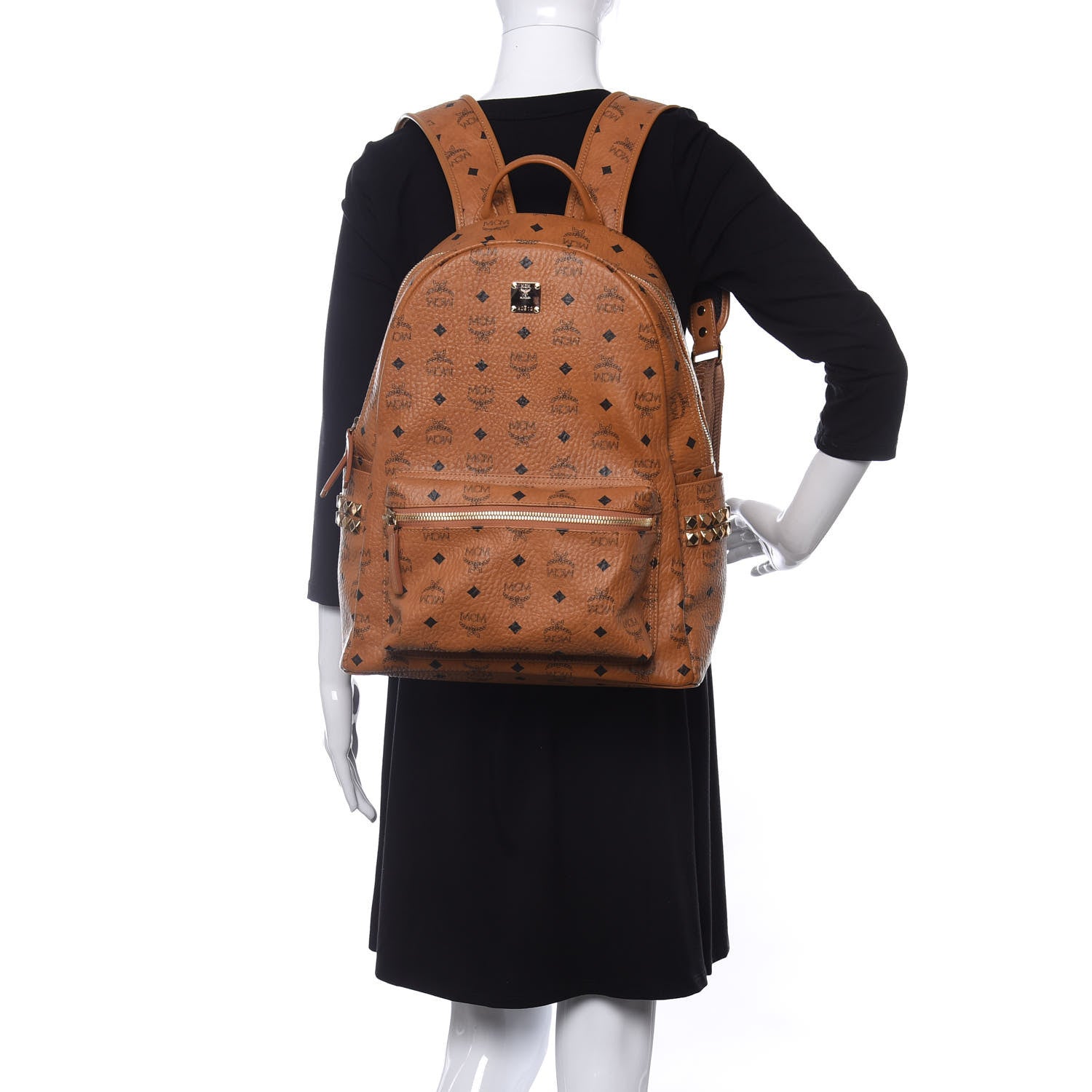 MCM Visetos Medium Side Studs Stark Backpack Cognac 2 of 13