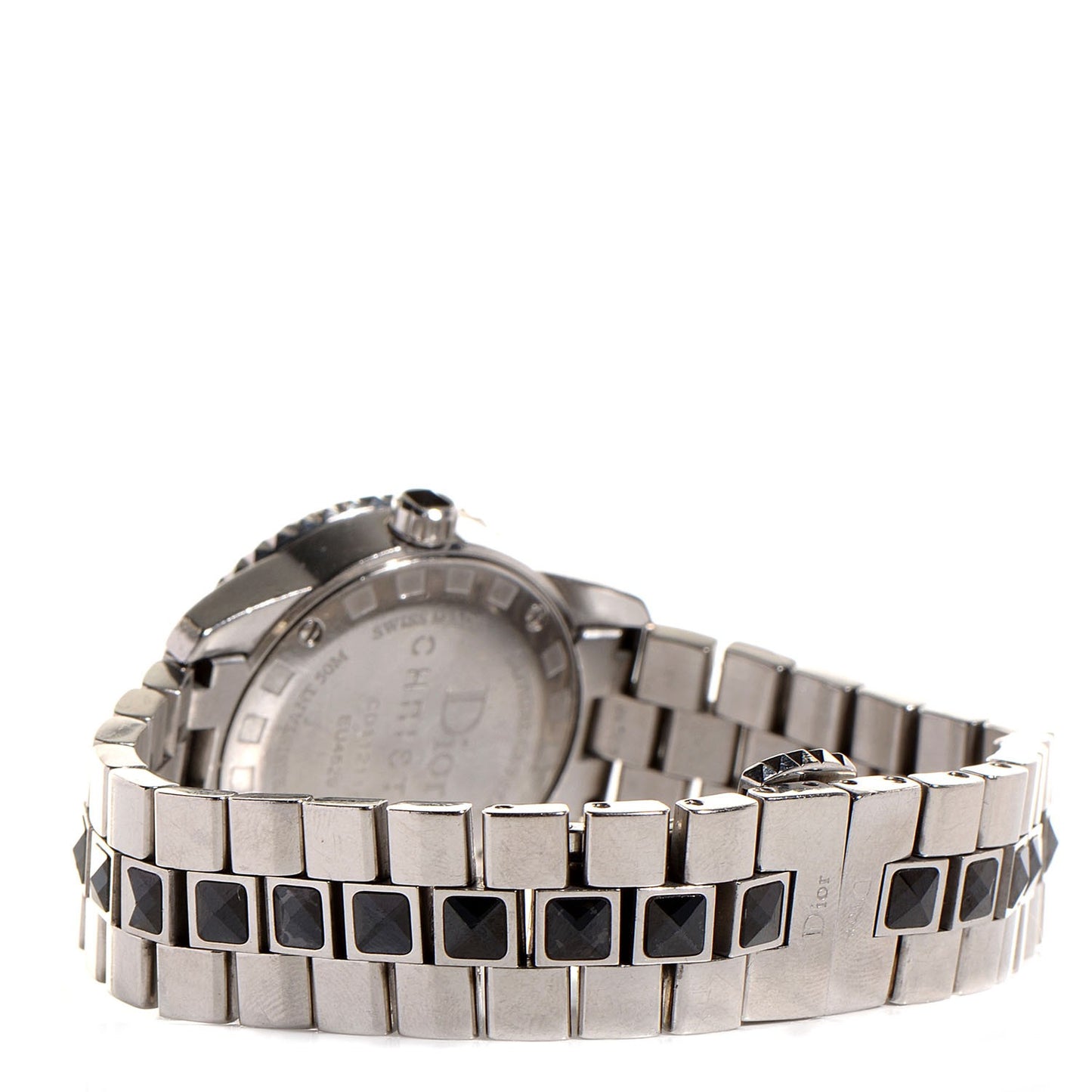 Stainless Steel Diamond Sapphire 29mm Christal Quartz Watch Black