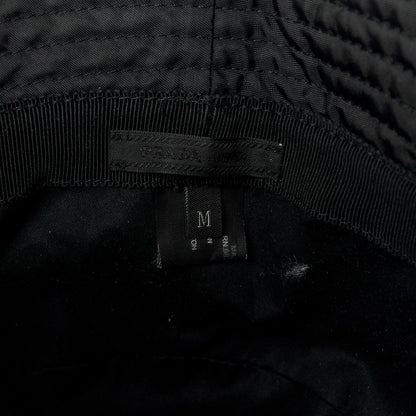 Prada Re-Nylon Metal Triangle Logo Womens Bucket Hat M Black 8 of 9