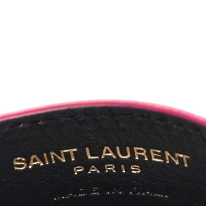 Saint Laurent Grain De Poudre Matelasse Chevron Monogram Credit Card Case Fresh Fuxia 6 of 11