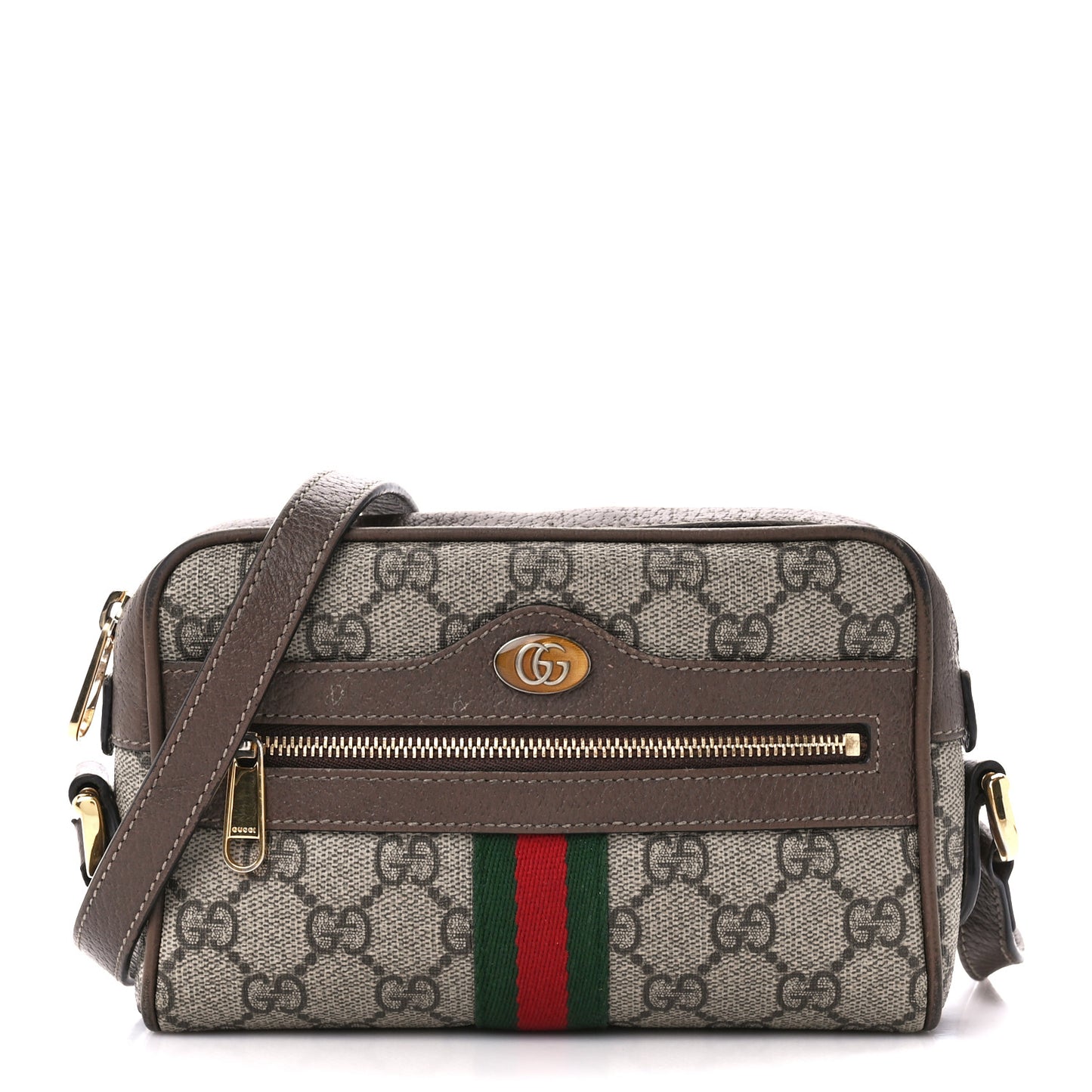 GG Supreme Monogram Web Mini Ophidia Shoulder Bag Brown