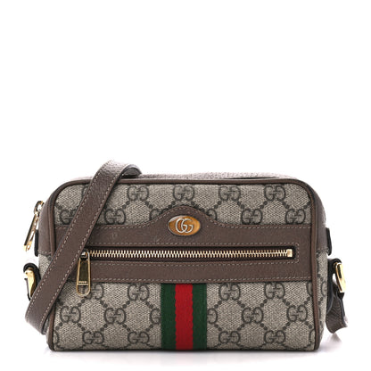 Gucci GG Supreme Monogram Web Mini Ophidia Shoulder Bag Brown 1 of 11