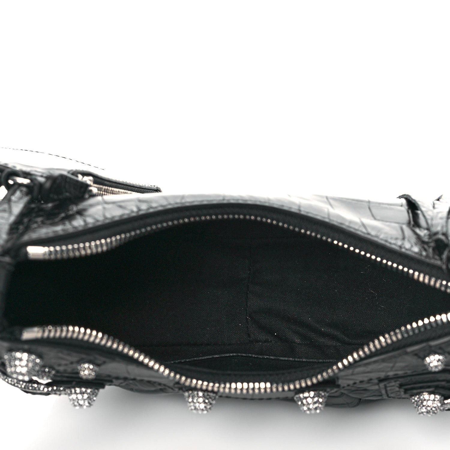 Balenciaga Extra Supple Calfskin Crystal Crocodile Embossed Le Cagole Shoulder Bag XS Black 5 of 10