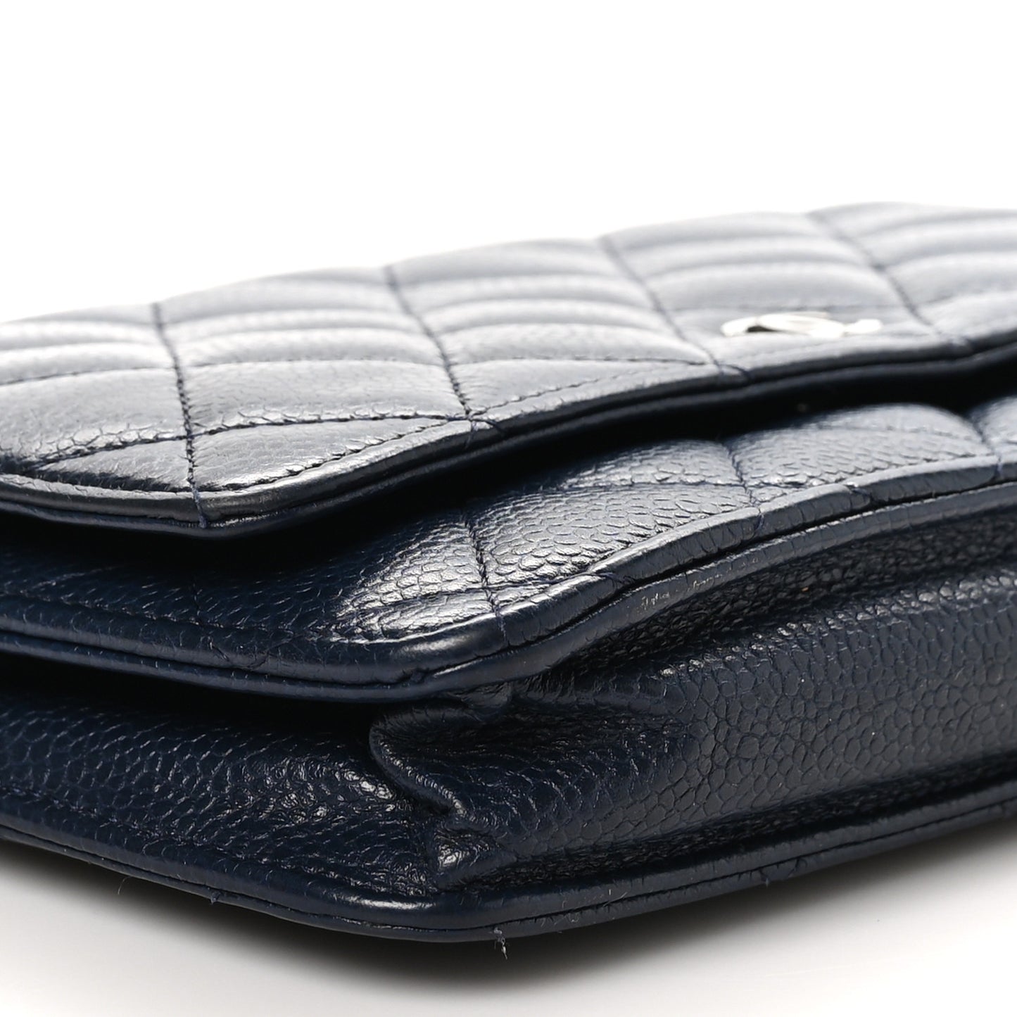 Caviar Quilted Wallet on Chain WOC Navy Blue