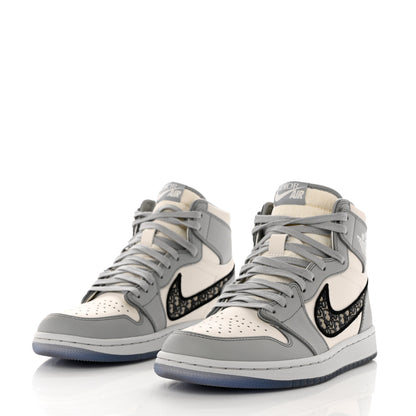 Christian Dior X NIKE AIR JORDAN Calfskin Mens Oblique High Sneakers 41 Beige White 5 of 11
