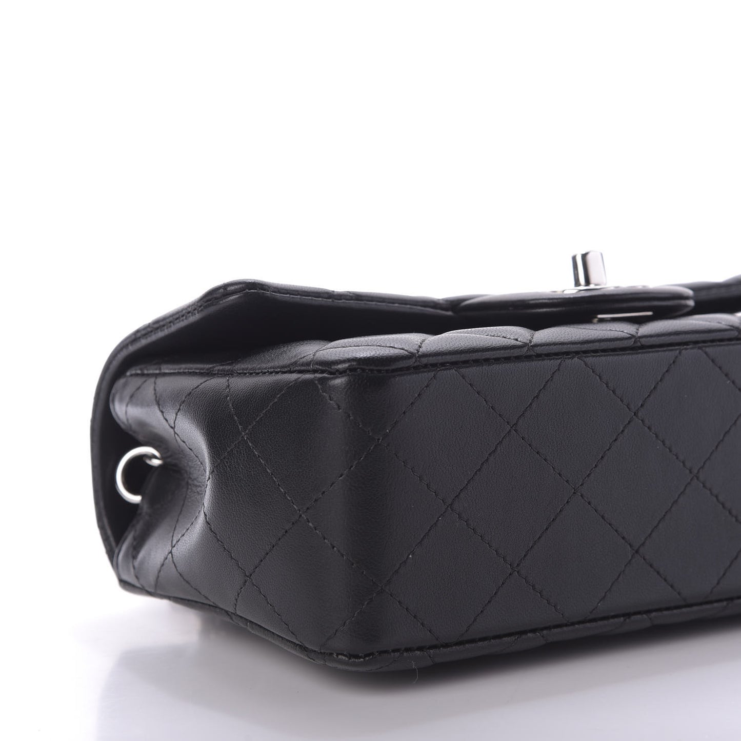 Lambskin Quilted Mini Rectangular Flap Black