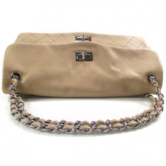 Lambskin Double Mademoiselle Jumbo Flap Beige