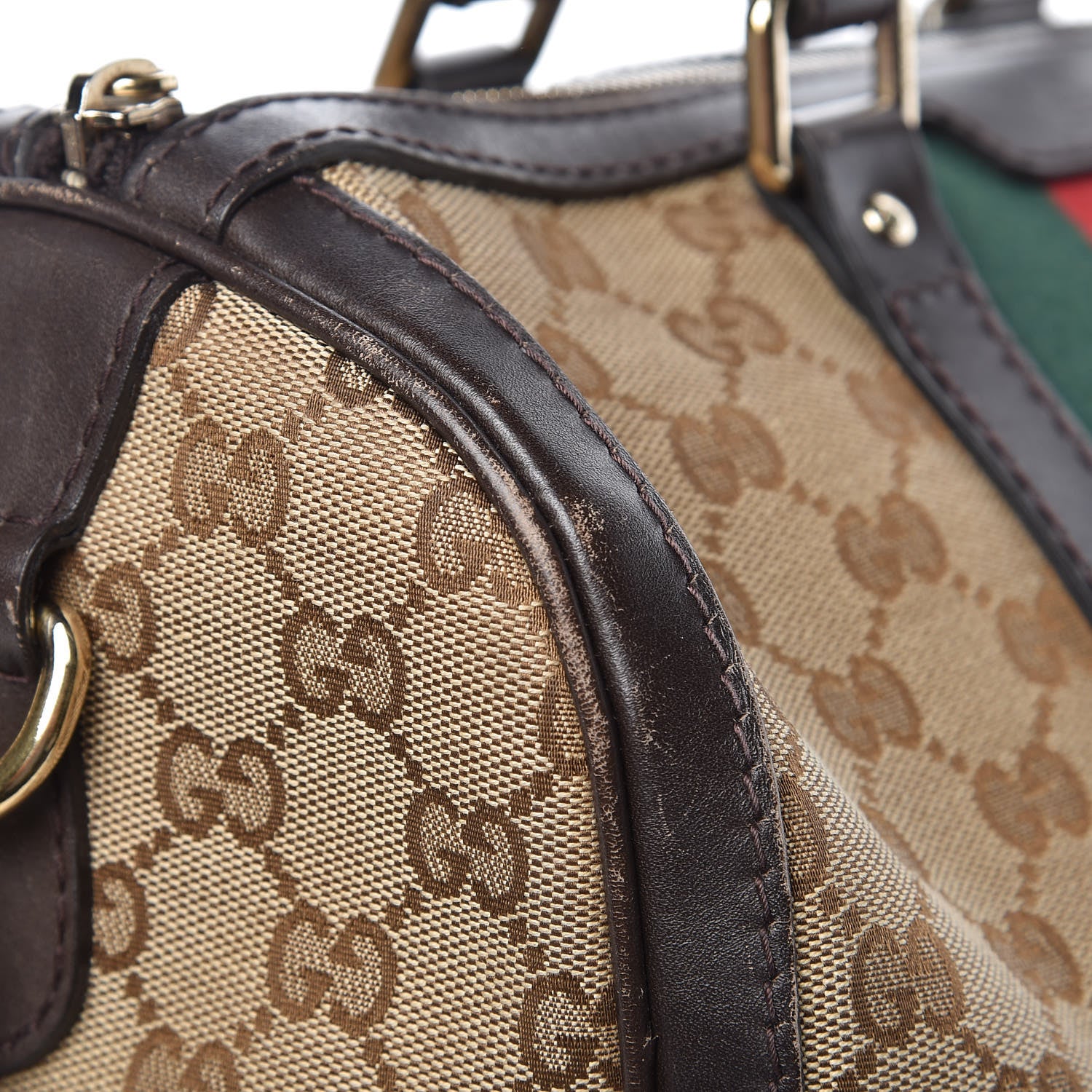 Gucci Monogram Vintage Web Medium Boston Dark Brown 22 of 29