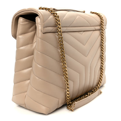 Saint Laurent Calfskin Y Quilted Monogram Medium Loulou Chain Satchel Dark Beige 3 of 11