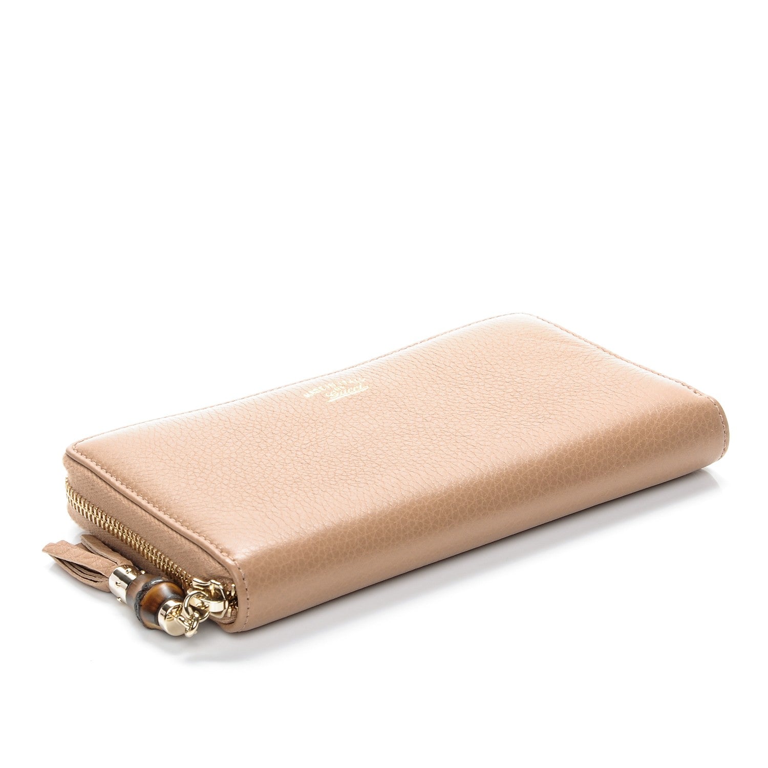 Gucci Cellarius Calfskin Bamboo Tassel Zip Around Wallet Camelia 4 of 8