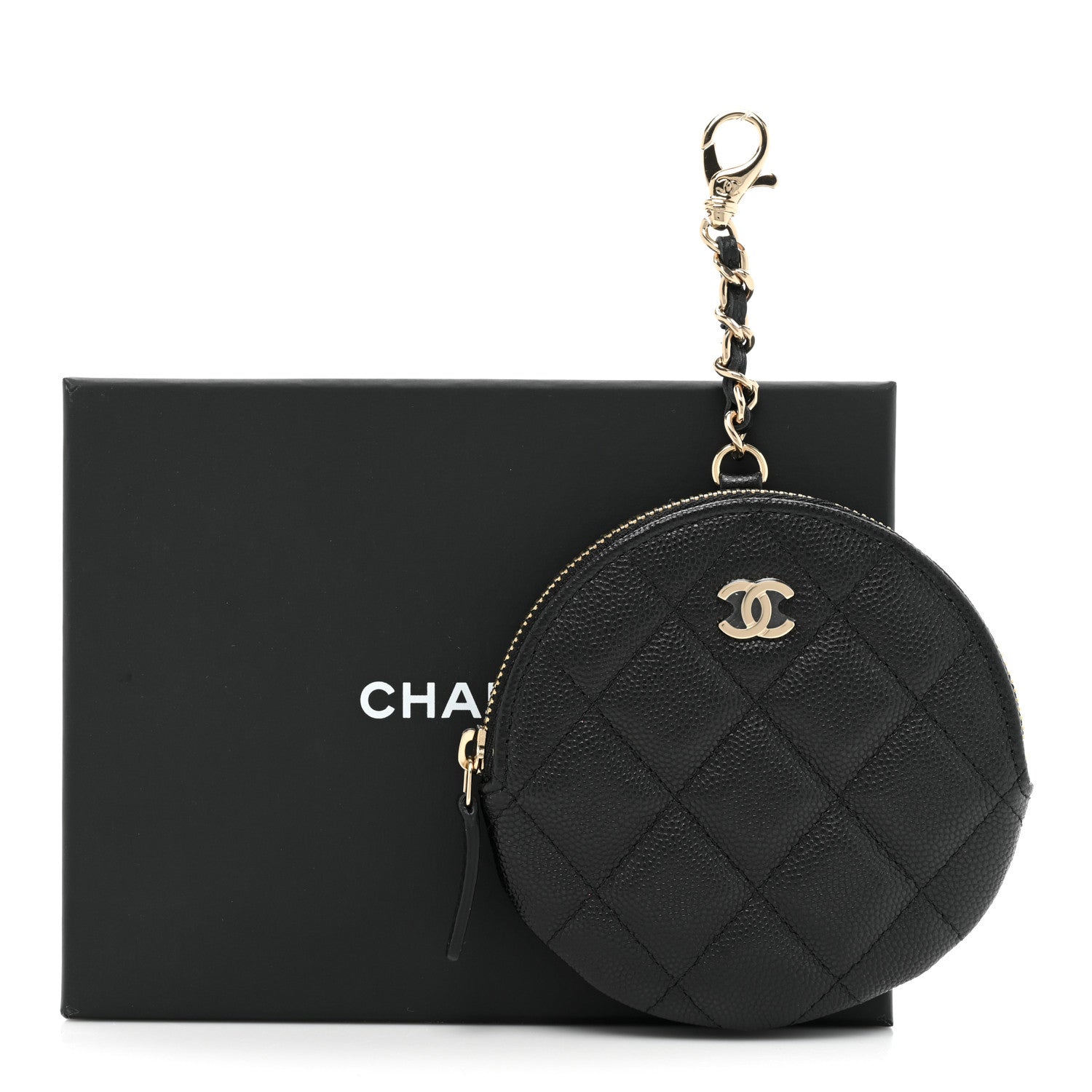 Chanel Caviar Quilted Round Clip On Coin Purse Black 10 of 10