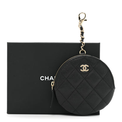 Chanel Caviar Quilted Round Clip On Coin Purse Black 10 of 10