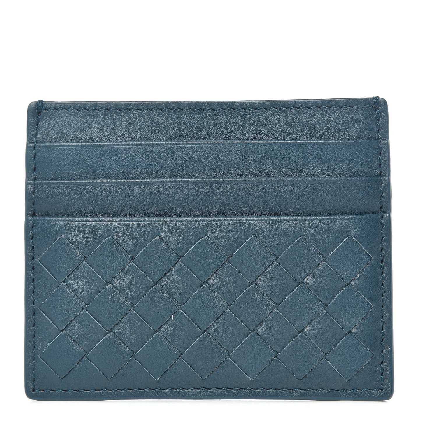 Nappa Intrecciato VN Card Case Deep Blue