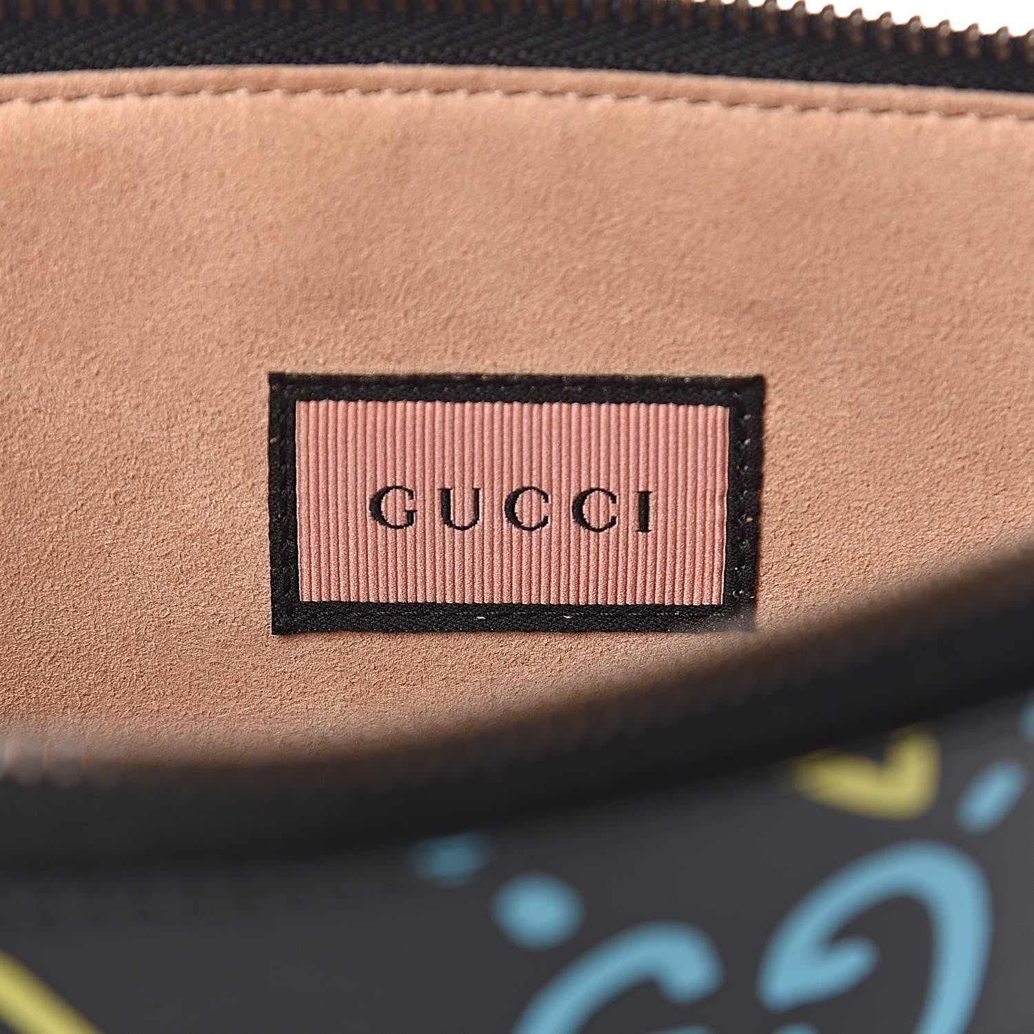 Gucci Calfskin GucciGhost Zip Pouch Black New Acquamarine 6 of 9