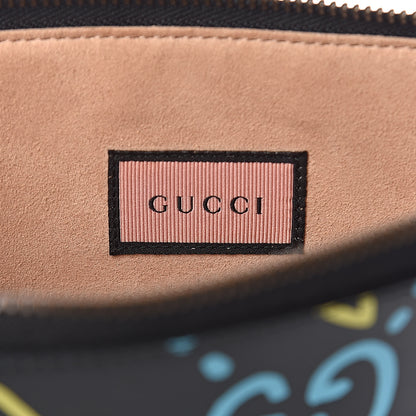 Gucci Calfskin GucciGhost Zip Pouch Black New Acquamarine 6 of 9
