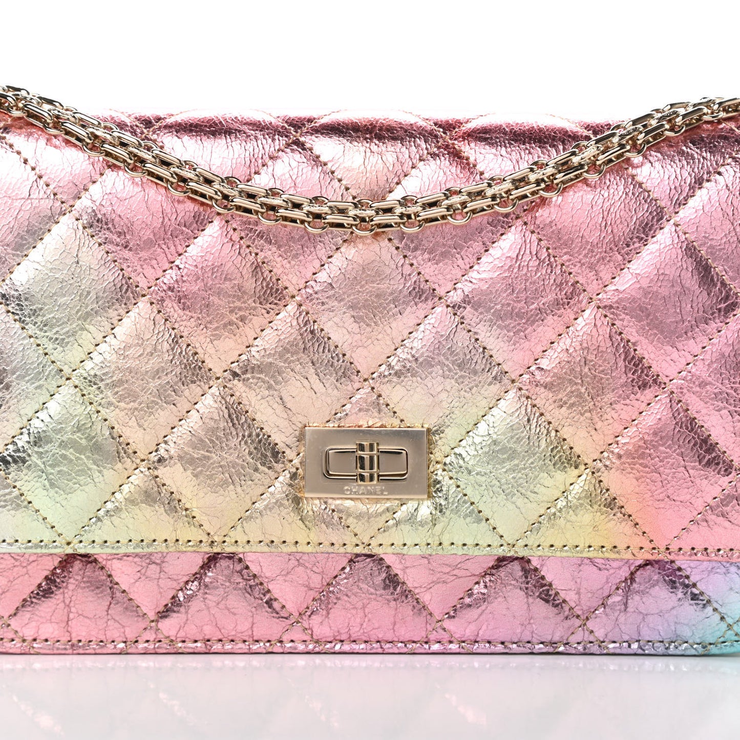 Metallic Goatskin Quilted 2.55 Reissue Wallet on Chain WOC Multicolor