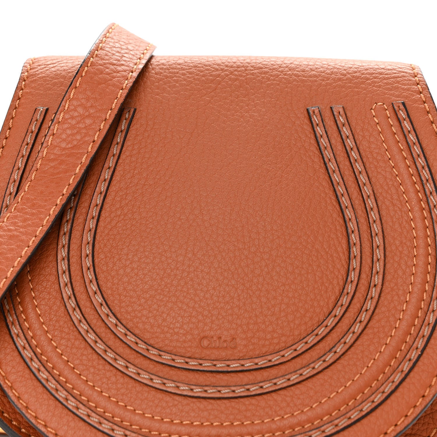 Chloe Grained Calfskin Small Marcie Saddle Bag Tan 8 of 13
