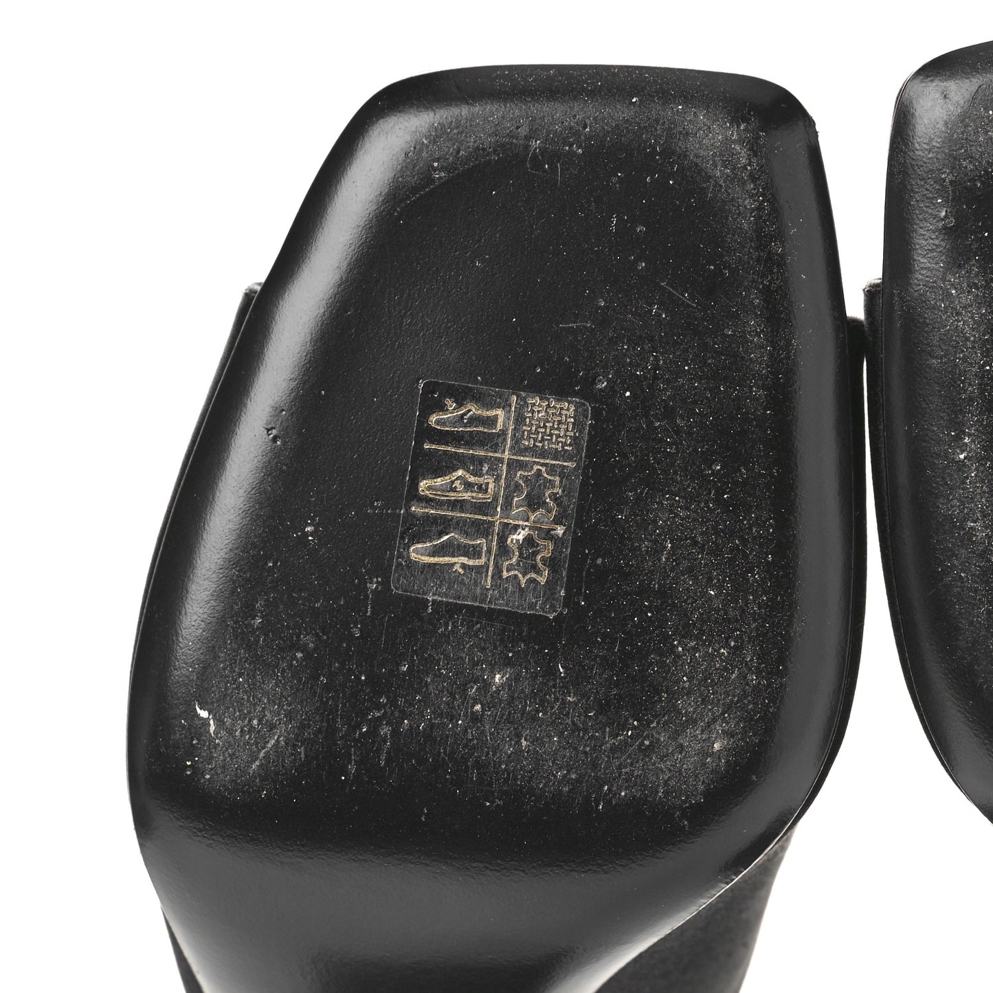 Satin Metal Triangle Logo 85mm Slide Sandals 37 Black
