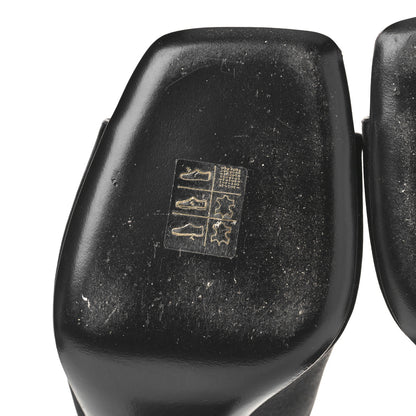 Prada Satin Metal Triangle Logo 85mm Slide Sandals 37 Black 8 of 9