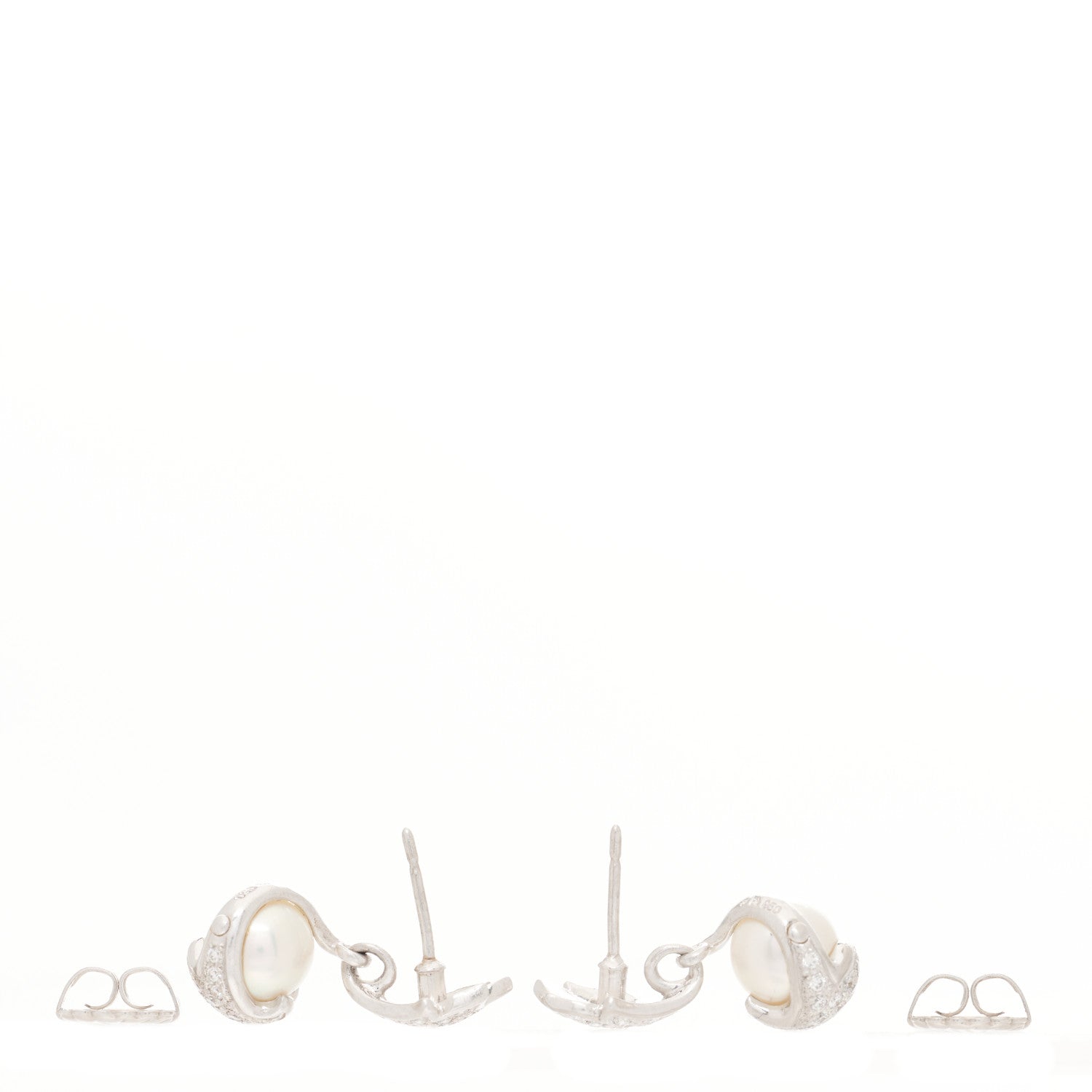Mikimoto Platinum Diamond Akoya Pearl 7.5-8mm Leaf Drop Earrings 3 of 4