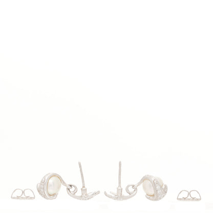 Mikimoto Platinum Diamond Akoya Pearl 7.5-8mm Leaf Drop Earrings 3 of 4