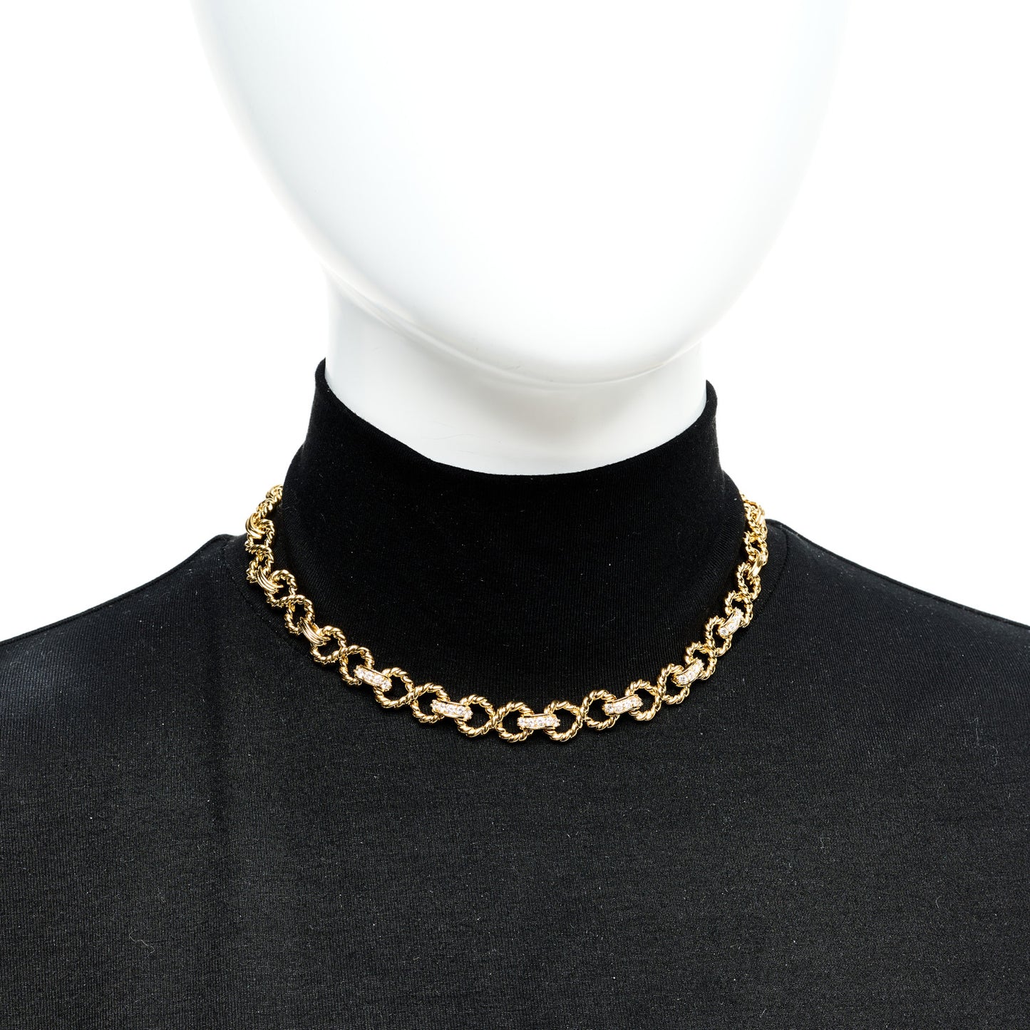 18K Yellow Gold Diamond Twist Link Necklace
