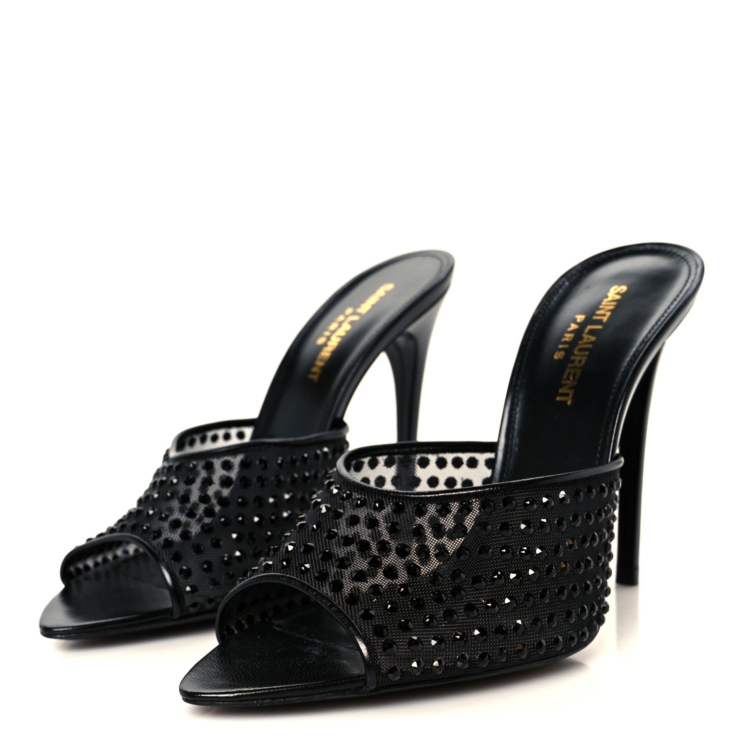 Saint Laurent Tulle Strass Gippy 110 Mule Sandals 37.5 Black 4 of 8