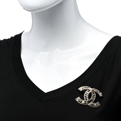 Chanel Crystal Pearl Chanel Charms CC Logo Brooch Gold 2 of 5