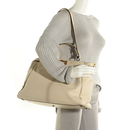 Fendi Goatskin Elaphe Large Peekaboo Iconic Satchel Latte Natural 2 of 8