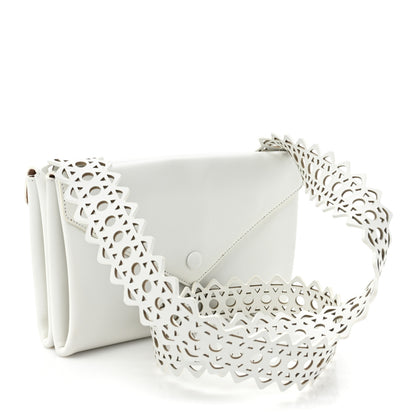 Alaia Calfskin Laser Cut Oum Double Envelope Clutch Crossbody White 3 of 21
