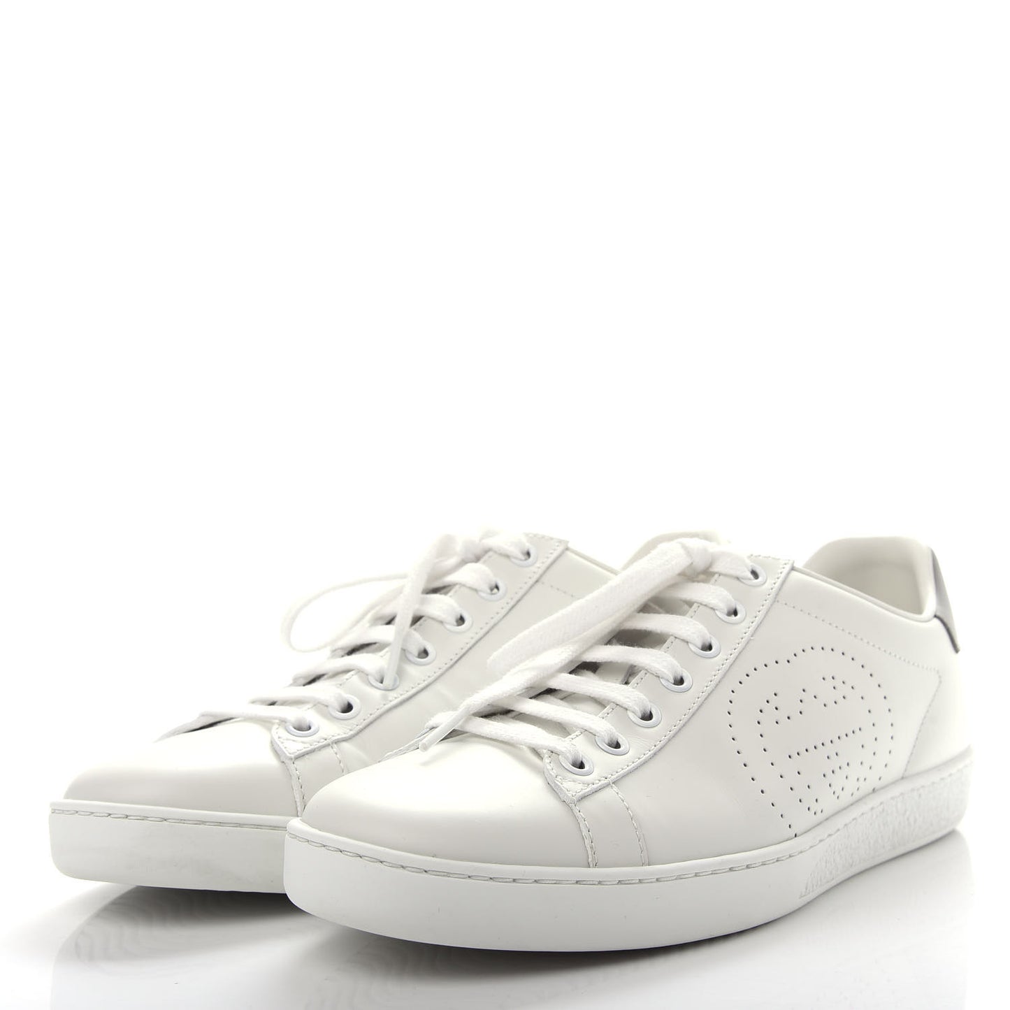 Calfskin Interlocking G Perforated Womens Ace Sneakers 39 White Grey Sky
