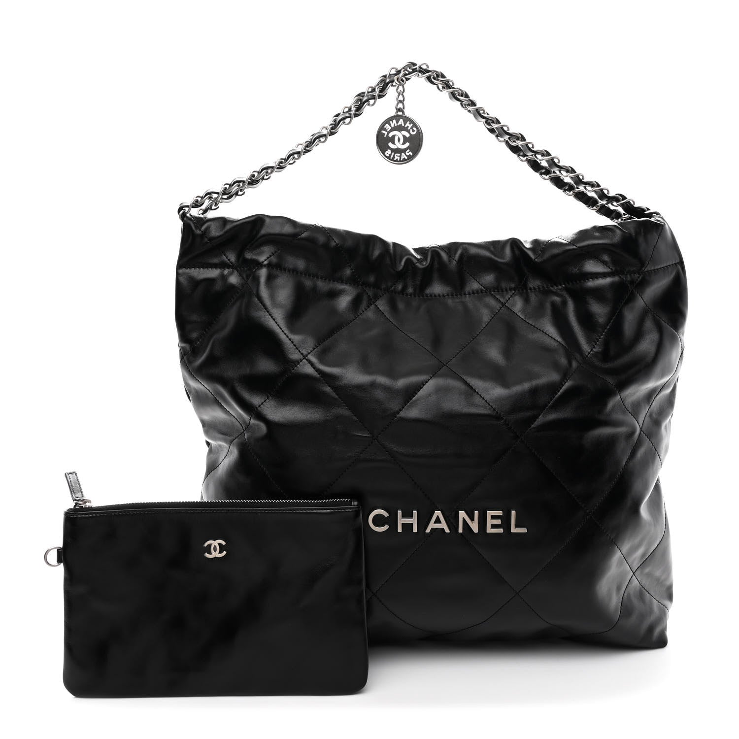 Chanel Shiny Calfskin Quilted Chanel 22 Black 3 of 12