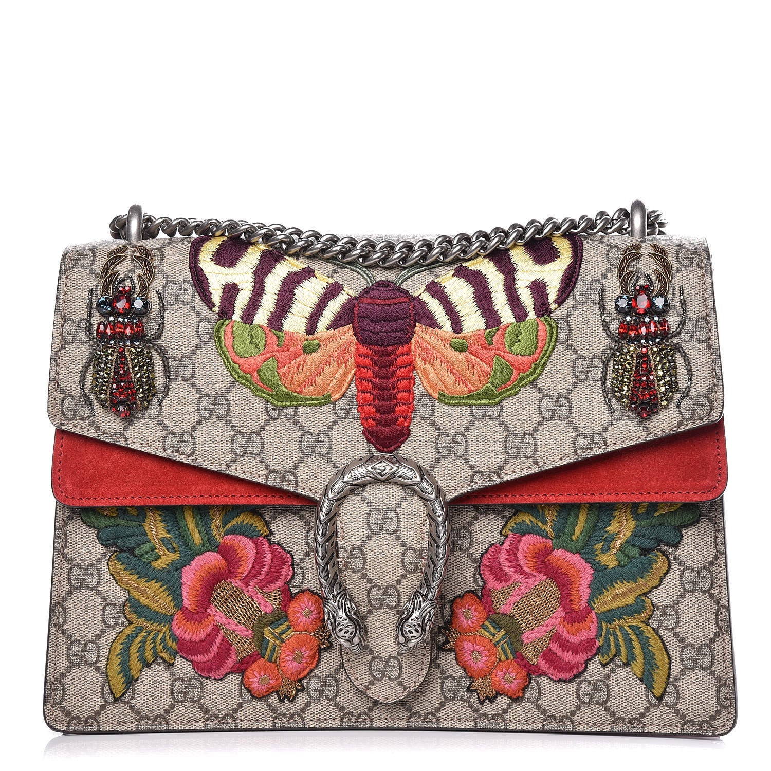 Gucci GG Supreme Monogram Embroidered Medium Dionysus Shoulder Bag Beige Hibiscus 1 of 16