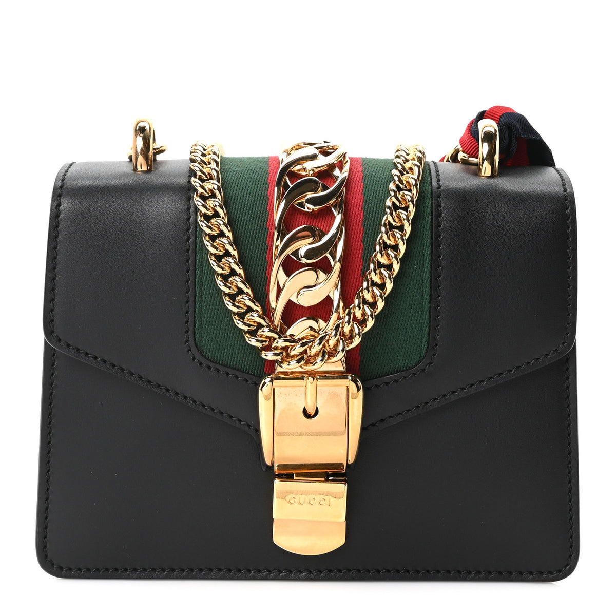 Gucci Calfskin Mini Sylvie Chain Shoulder Bag Black 1 of 10
