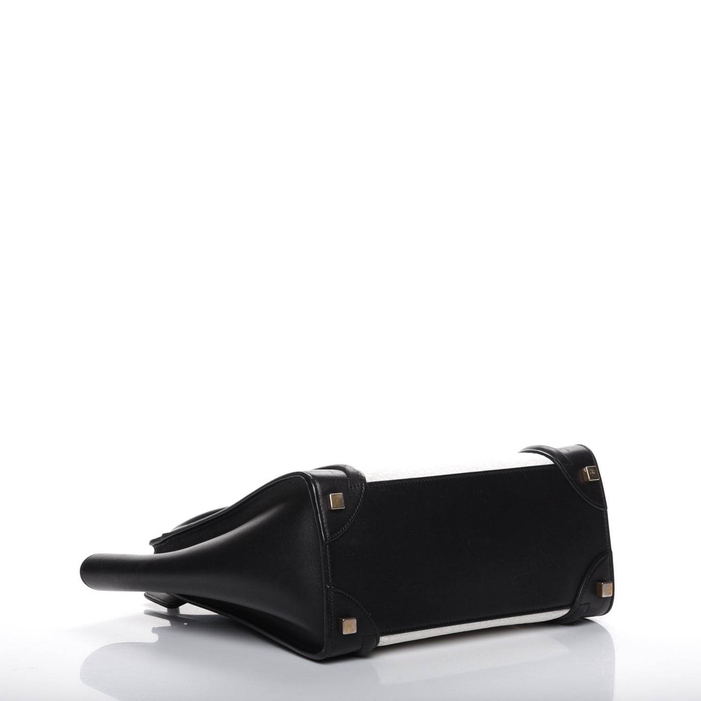 Shrunken Lambskin Micro Bi-Color Luggage Black White