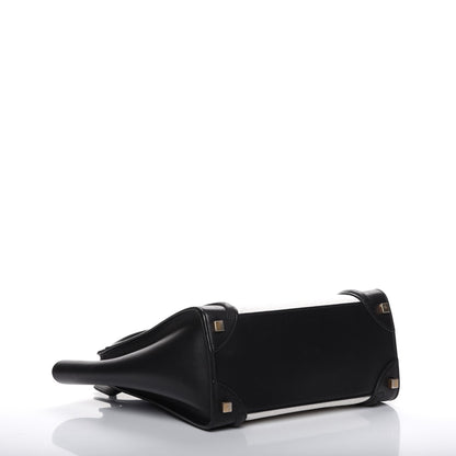 Celine Shrunken Lambskin Micro Bi-Color Luggage Black White 4 of 9
