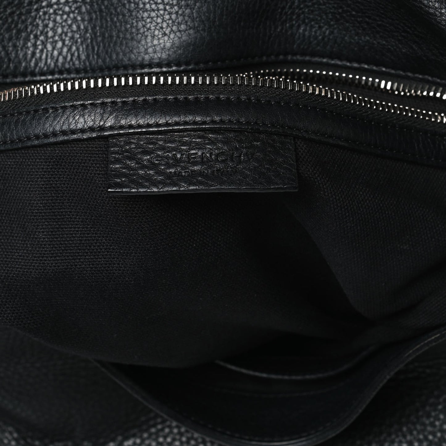 Grained Calfskin Metal Stitch Medium Pandora Pure Flap Bag Black