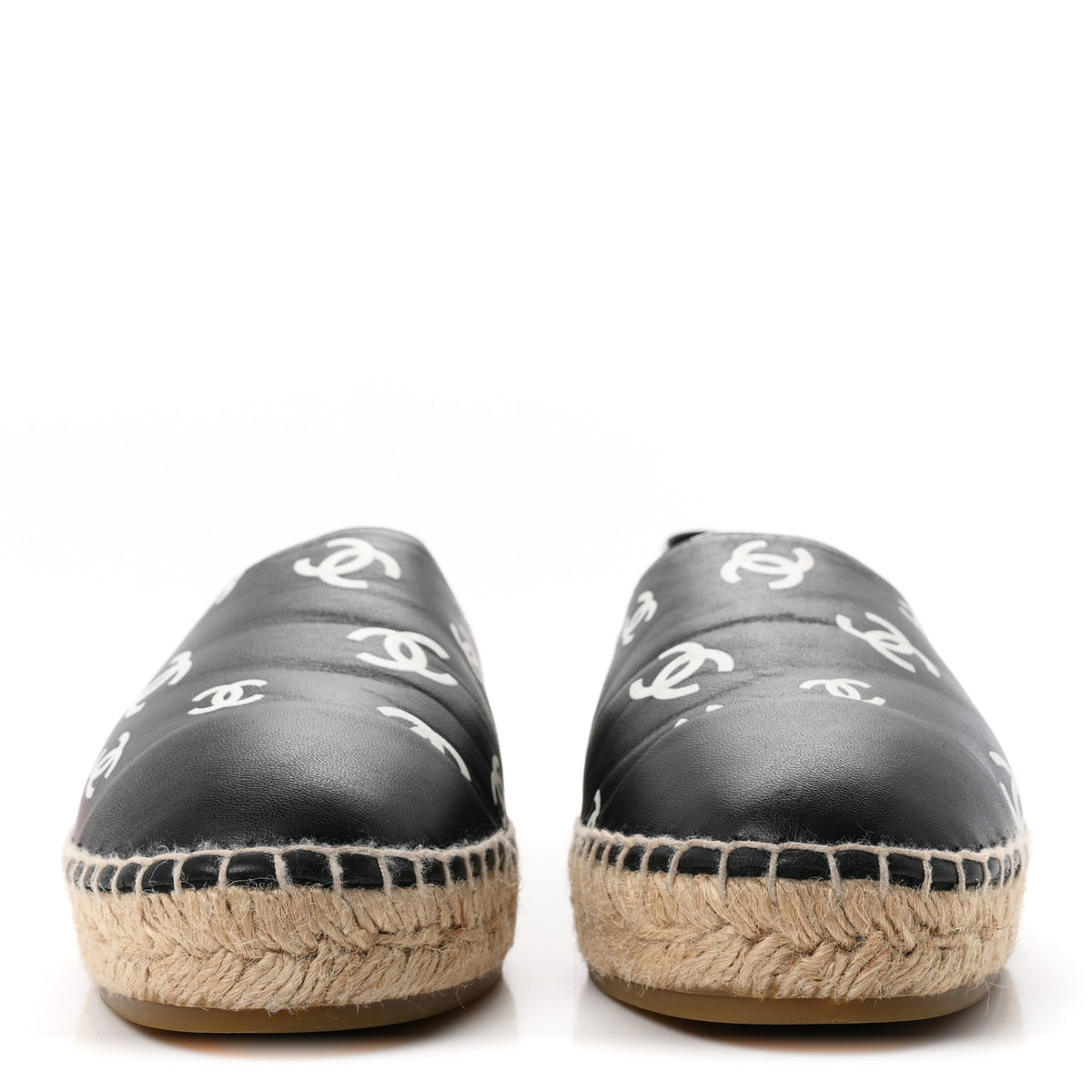 Chanel Lambskin Printed CC Espadrilles 39 Black White 3 of 11
