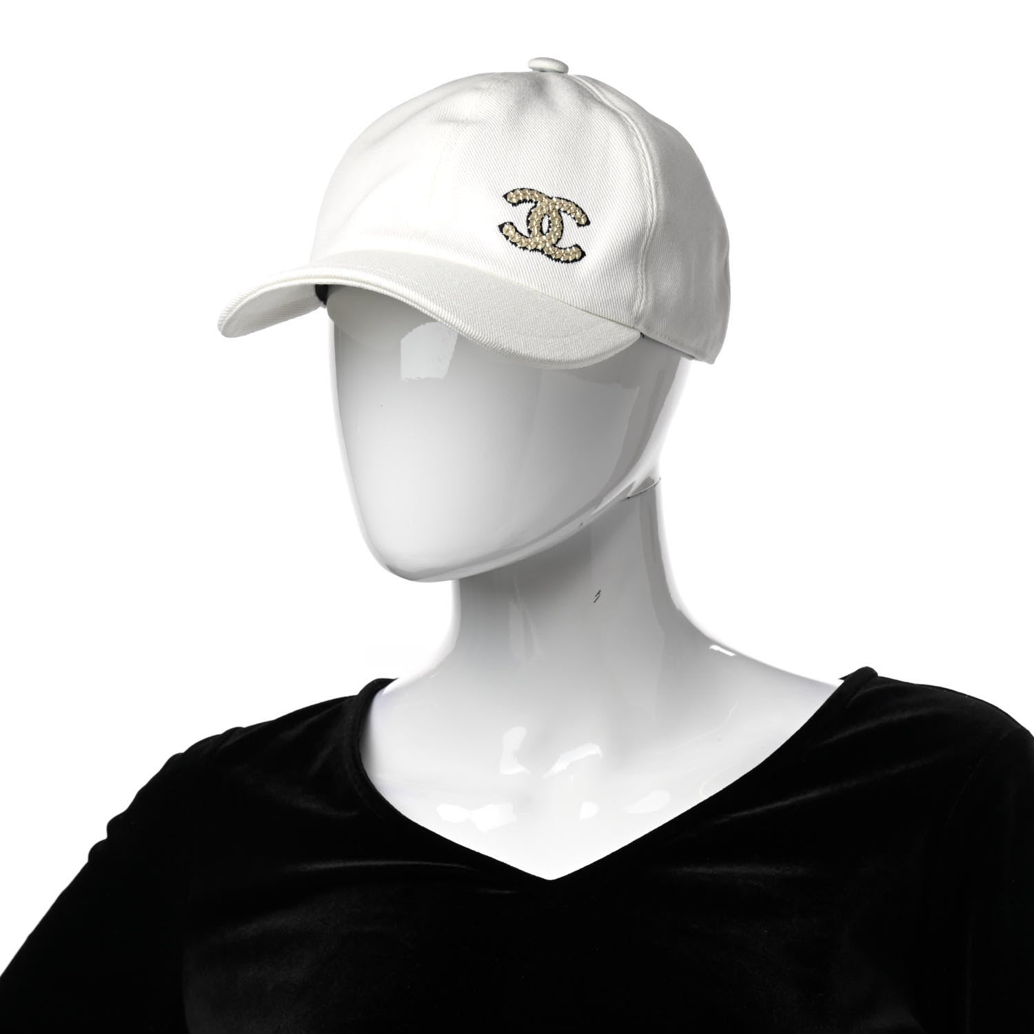 Chanel Cotton Sequin CC Cap Hat Ivory 2 of 8