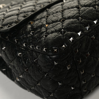 Valentino Garavani Craquele Nappa Large Rockstud Spike Shoulder Bag Black 11 of 12